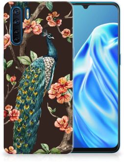 B2Ctelecom Telefoon Hoesje OPPP A91 Siliconen Back Cover Pauw met Bloemen