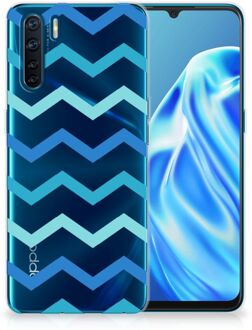 B2Ctelecom Telefoon Hoesje OPPP A91 Siliconen Back Cover Zigzag Blauw