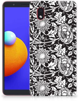 B2Ctelecom Telefoon Hoesje Samsung Galaxy A01 Core Mobiel Case Zwart Bloemen