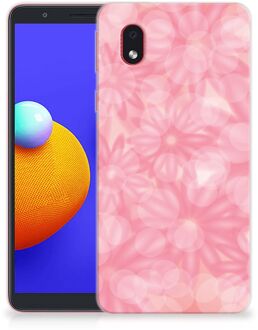 B2Ctelecom Telefoon Hoesje Samsung Galaxy A01 Core Silicone Back Case Lente Bloemen