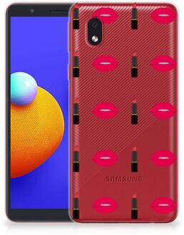 B2Ctelecom Telefoon Hoesje Samsung Galaxy A01 Core Silicone Hoesje Doorzichtig Lipstick Kiss