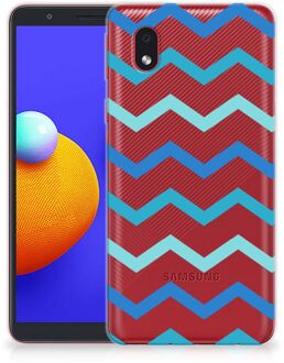 B2Ctelecom Telefoon Hoesje Samsung Galaxy A01 Core Siliconen Back Cover Zigzag Blauw