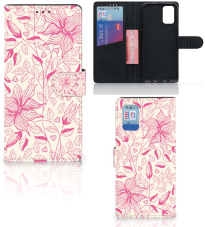 B2Ctelecom Telefoon Hoesje Samsung Galaxy A02s Flip Cover Samsung M02s Magnet Case Pink Flowers