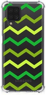 B2Ctelecom Telefoon Hoesje Samsung Galaxy A12 Back Cover Siliconen Hoesje met transparante rand Zigzag Groen