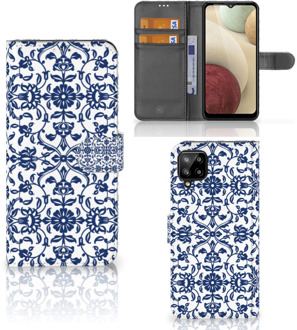 B2Ctelecom Telefoon Hoesje Samsung Galaxy A12 Book Case Flower Blue