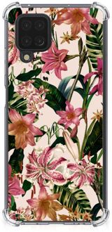 B2Ctelecom Telefoon Hoesje Samsung Galaxy A12 Leuk Hoesje met transparante rand Bloemen