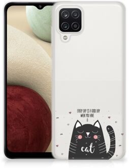 B2Ctelecom Telefoon Hoesje Samsung Galaxy A12 Mobiel Case Cat Good Day