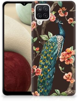 B2Ctelecom Telefoon Hoesje Samsung Galaxy A12 Siliconen Back Cover Pauw met Bloemen