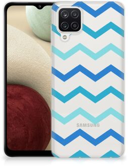 B2Ctelecom Telefoon Hoesje Samsung Galaxy A12 Siliconen Back Cover Zigzag Blauw