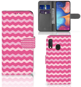 B2Ctelecom Telefoon Hoesje Samsung Galaxy A20e Telefoon Hoesje Waves Pink