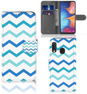 B2Ctelecom Telefoon Hoesje Samsung Galaxy A20e Telefoon Hoesje Zigzag Blauw