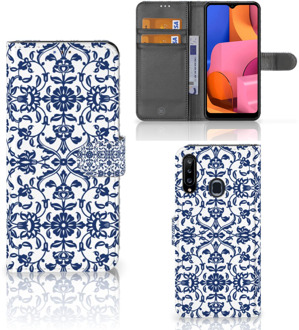 B2Ctelecom Telefoon Hoesje Samsung Galaxy A20s Book Case Flower Blue