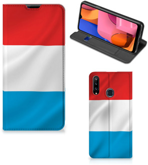 B2Ctelecom Telefoon Hoesje Samsung Galaxy A20s Flip Cover Luxemburgse Vlag