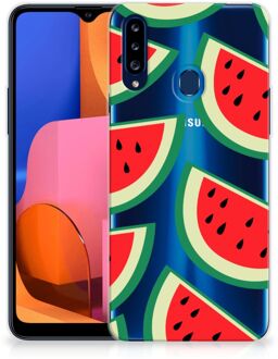 B2Ctelecom Telefoon Hoesje Samsung Galaxy A20s Hoesje Bumper Doorzichtig Watermelons