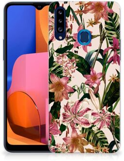 B2Ctelecom Telefoon Hoesje Samsung Galaxy A20s Leuk TPU Back Case Bloemen