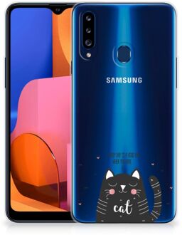 B2Ctelecom Telefoon Hoesje Samsung Galaxy A20s Mobiel Case Cat Good Day