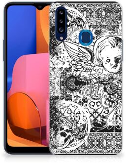 B2Ctelecom Telefoon Hoesje Samsung Galaxy A20s Silicone Back Case Skulls Angel