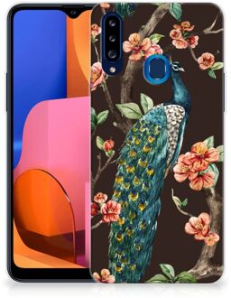 B2Ctelecom Telefoon Hoesje Samsung Galaxy A20s Siliconen Back Cover Pauw met Bloemen