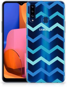 B2Ctelecom Telefoon Hoesje Samsung Galaxy A20s Siliconen Back Cover Zigzag Blauw