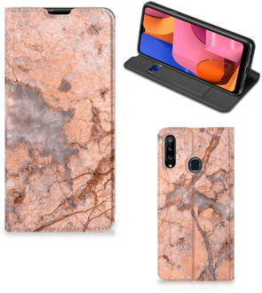 B2Ctelecom Telefoon Hoesje Samsung Galaxy A20s Wallet Book Case Marmer Oranje