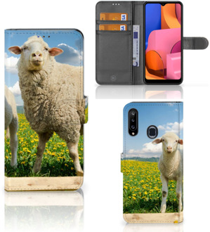 B2Ctelecom Telefoon Hoesje Samsung Galaxy A20s Wallet Book Case met foto Schaap en Lammetje