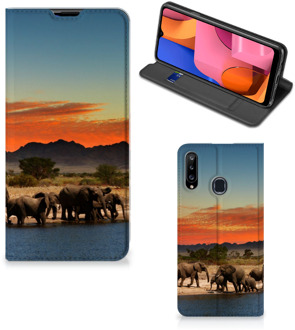 B2Ctelecom Telefoon Hoesje Samsung Galaxy A20s Wallet Book Case Olifanten