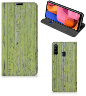 B2Ctelecom Telefoon Hoesje Samsung Galaxy A20s Wallet Case Green Wood