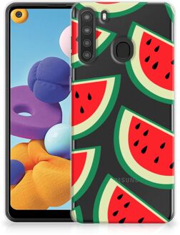 B2Ctelecom Telefoon Hoesje Samsung Galaxy A21 Hoesje Bumper Doorzichtig Watermelons