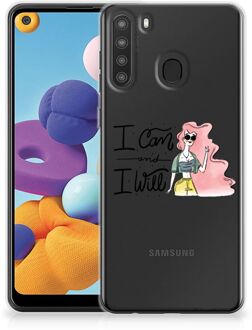 B2Ctelecom Telefoon Hoesje Samsung Galaxy A21 Hoesje met Tekst i Can