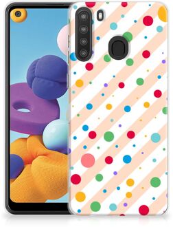 B2Ctelecom Telefoon Hoesje Samsung Galaxy A21 Leuk TPU Back Cover Dots