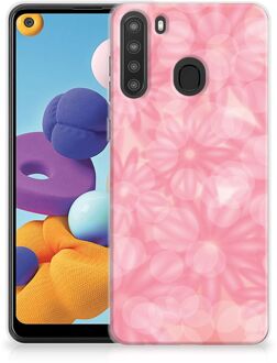 B2Ctelecom Telefoon Hoesje Samsung Galaxy A21 Silicone Back Case Lente Bloemen