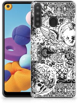 B2Ctelecom Telefoon Hoesje Samsung Galaxy A21 Silicone Back Case Skulls Angel