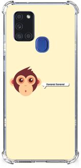 B2Ctelecom Telefoon Hoesje Samsung Galaxy A21s Backcase Siliconen Hoesje met transparante rand Aap