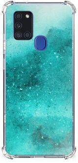 B2Ctelecom Telefoon Hoesje Samsung Galaxy A21s Case Anti-shock met transparante rand Painting Blue