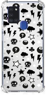 B2Ctelecom Telefoon Hoesje Samsung Galaxy A21s Case met transparante rand Silver Punk