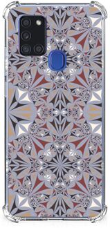 B2Ctelecom Telefoon Hoesje Samsung Galaxy A21s Extreme Case met transparante rand Flower Tiles