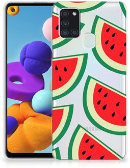 B2Ctelecom Telefoon Hoesje Samsung Galaxy A21s Hoesje Bumper Doorzichtig Watermelons