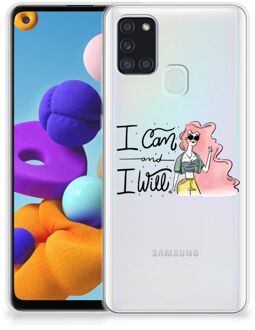 B2Ctelecom Telefoon Hoesje Samsung Galaxy A21s Hoesje met Tekst i Can