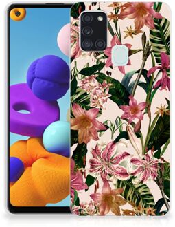 B2Ctelecom Telefoon Hoesje Samsung Galaxy A21s Leuk TPU Back Case Bloemen