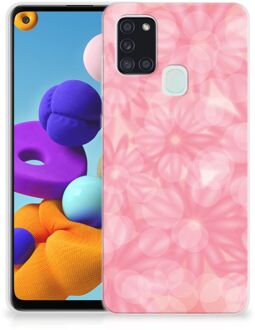 B2Ctelecom Telefoon Hoesje Samsung Galaxy A21s Silicone Back Case Lente Bloemen