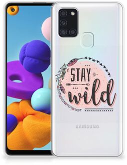 B2Ctelecom Telefoon Hoesje Samsung Galaxy A21s Siliconen Back Cover Transparant Boho Stay Wild