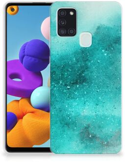 B2Ctelecom Telefoon Hoesje Samsung Galaxy A21s Siliconen Hoesje Painting Blue