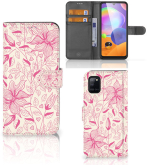 B2Ctelecom Telefoon Hoesje Samsung Galaxy A31 Magnet Case Pink Flowers