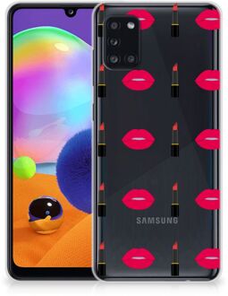 B2Ctelecom Telefoon Hoesje Samsung Galaxy A31 Silicone Hoesje Doorzichtig Lipstick Kiss