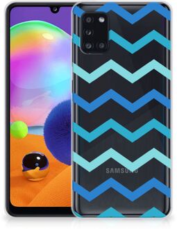 B2Ctelecom Telefoon Hoesje Samsung Galaxy A31 Siliconen Back Cover Zigzag Blauw