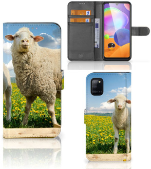 B2Ctelecom Telefoon Hoesje Samsung Galaxy A31 Wallet Book Case met foto Schaap en Lammetje