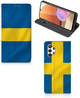 B2Ctelecom Telefoon Hoesje Samsung Galaxy A32 4G Flipcase Zweedse Vlag