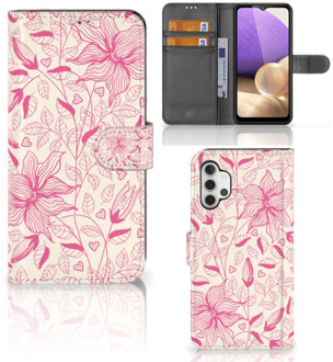 B2Ctelecom Telefoon Hoesje Samsung Galaxy A32 4G Magnet Case Pink Flowers