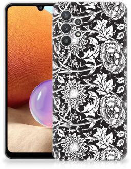 B2Ctelecom Telefoon Hoesje Samsung Galaxy A32 4G Mobiel Case Zwart Bloemen