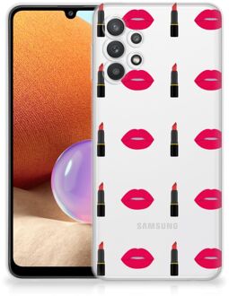 B2Ctelecom Telefoon Hoesje Samsung Galaxy A32 4G Silicone Hoesje Doorzichtig Lipstick Kiss